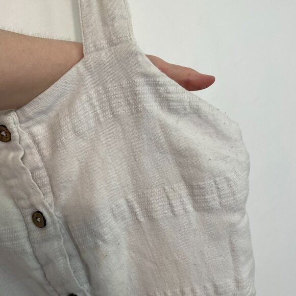 FREE PEOPLE Keep It Simple Mini Dress White Button Low Back Cotton Linen Summer - Picture 4 of 16